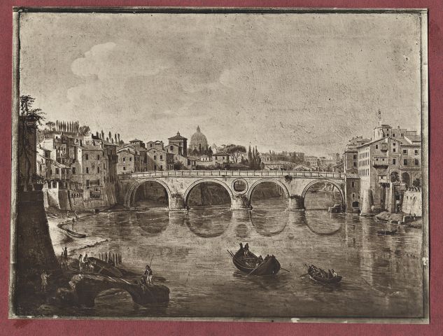 Anonimo — Wittel Gaspar van - sec. XVII/ XVIII - Veduta di Roma con il ponte Sisto — insieme
